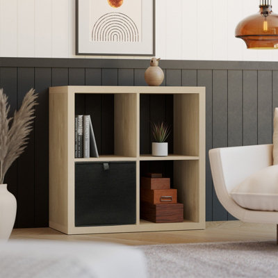 Clever Cube Square 4 Compartment Storage Unit Light Oak