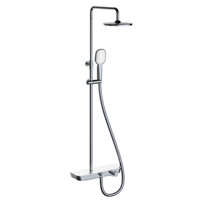 Clever Estante Extendable Thermostatic Shelf Shower System With 2 Outlets Chrome & White