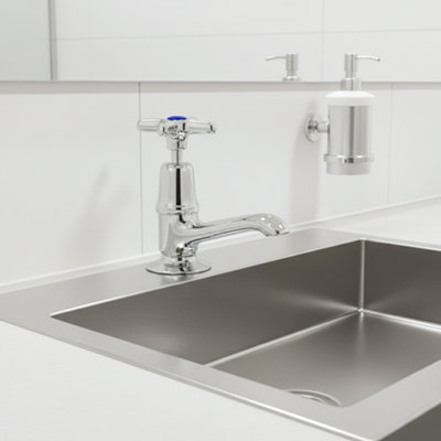 Clever Performa 2159 Cross Top Basin Tap Cold - Chrome-Plated Brass Bathroom Tap - Durable Compression Valve Fitting