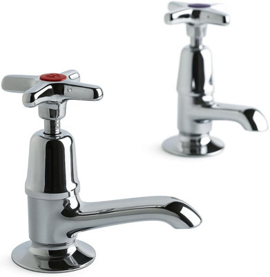 Clever Performa 2159 Cross Top Basin Tap Hot ONLY - Chrome-Plated Brass Bathroom Tap - Durable Compression Valve Fitting