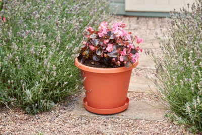 Clever Pots 40cm Terracotta Round Plant Pot & Tray Pack Of 2