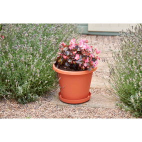 Clever Pots 40cm Terracotta Round Plant Pot & Tray Pack Of 2