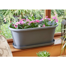 Clever Pots 50cm Charcoal Plant Trough & Tray