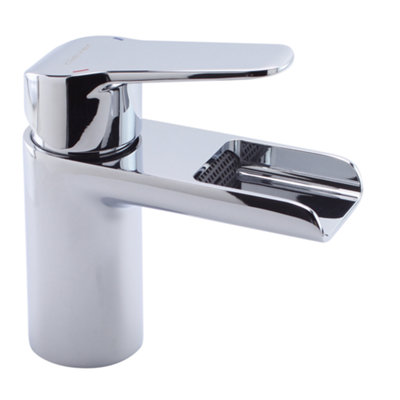 Clever Start Elegance Waterfall Mono Bathroom Basin Mixer Water Saving Tap Chrome
