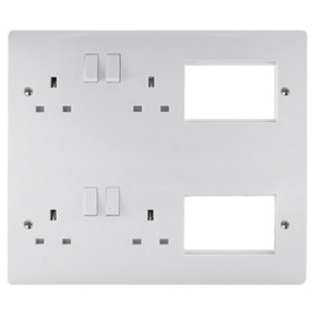 Click CMA606 Mode Multimedia Plate with 2 x 2 Gang Sockets & 6 x Euromodule Ways