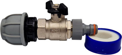Click-Lock Butterfly Valve Connection Kit -Universal Click-Lock Connection (20mm MDPE) with PTFE Tape Roll