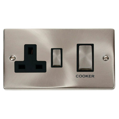 Click Scolmore Deco Cooker Switch Unit Switched Socket Satin Chrome - VPSC504BK