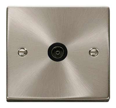 Click Scolmore Deco Non-Isolated Coaxial Outlet 1 Gang Satin Chrome - VPSC065BK