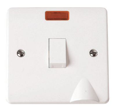 Click Scolmore Mode 20A 1 Gang Rocker Switch With Neon Polar White - CMA023