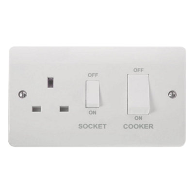 Click Scolmore Mode Cooker Switch & Plug Socket 45A 1 Gang White - CMA504