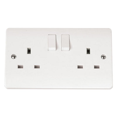 Click Scolmore Mode Double Switched Plug Socket 13A 2 Gang DP White - CMA036