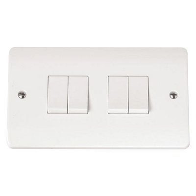 Click Scolmore Mode Light Switch 4 Gang 10A 2 Way White - CMA019