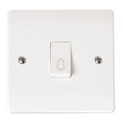 Click Scolmore Mode Retractive Plate BELL Switch 10A 1 Gang 1 Way White - CMA027