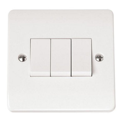 Click Scolmore Mode Triple Light Switch 10A 3 Gang 2 Way White - CMA013