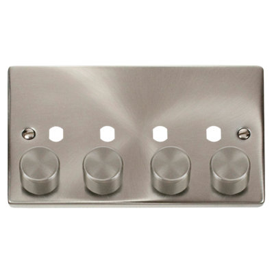Click Scolmore Unfurnished Dimmer Plate and Knob 4 Gang Satin Chrome - VPSC154PL