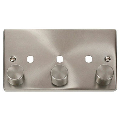 Click VPSC153PL Deco 3 Gang Dimmer Plate Satin Chrome