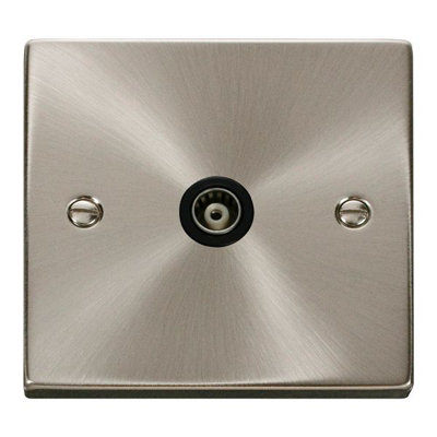 Click VPSC158BK Deco 1 Gang Coaxial Socket Satin Chrome