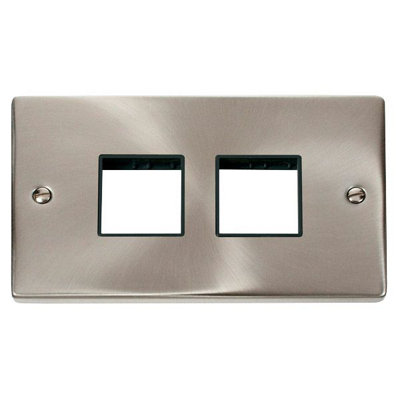 Click VPSC404BK Deco 2 Gang  Satin Chrome Front Plate