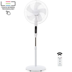 Climatik 16-Inch Pedestal Fan with Remote Control and LED Display 3 Operational Modes 80 Oscillation Adjustable Height