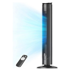 Climatik 41-inch Ultra Quiet Tower Fan, Bladeless Oscillation with 5 Speed Settings, Includes Remote, 9-hour Timer,