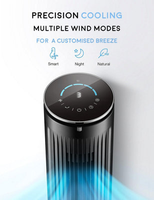 Climatik 41-inch Ultra Quiet Tower Fan, Bladeless Oscillation with 5 ...