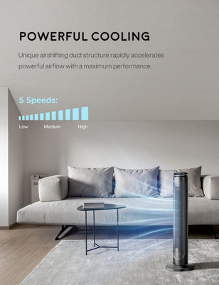 Climatik 41-inch Ultra Quiet Tower Fan, Bladeless Oscillation with 5 ...