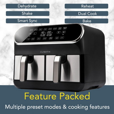 Climatik Dual Air Fryer - Premium Extra Large 8L Capacity - With 2 x 4L Double Baskets