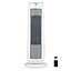 Climatik Oscillating White Tower Ceramic Heater - Energy Efficient, Thermostat, LED Display, with Timer & Remote Control