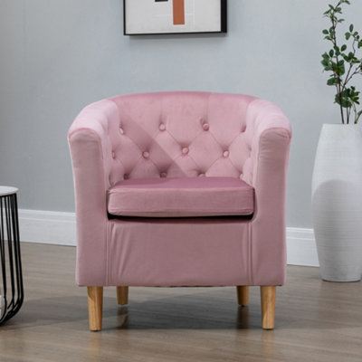 Clio 68cm wide Pink Velvet Fabric Studded Back Accent Chair with