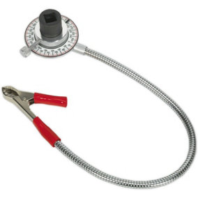 Clip-On Angular Torque Gauge - 1/2" Sq Drive - Long Reach Flexi Arm - Steel Dial