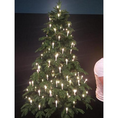 LED Clip-On Christmas Candles – 5-Pack Cone-Shaped Flickering Flameless Taper Candles For Trees & Holiday Decor (White)
