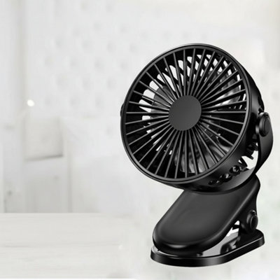Clip On USB Rechargeable Mini Fan Portable Desk Stroller Handheld ...