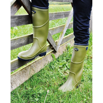 ClipGlove Mens Activity Wellington Boots - Green & Navy Waterproof PVC ...