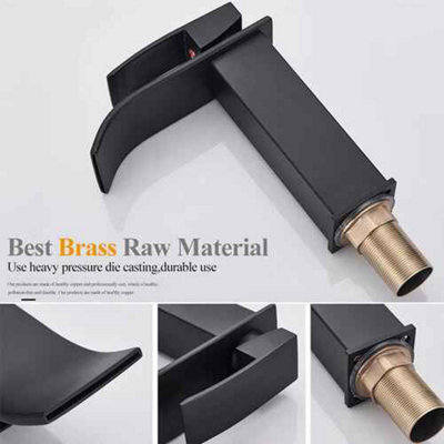 Cloakroom basin mixer tap, black finish brass waterfall single lever, short