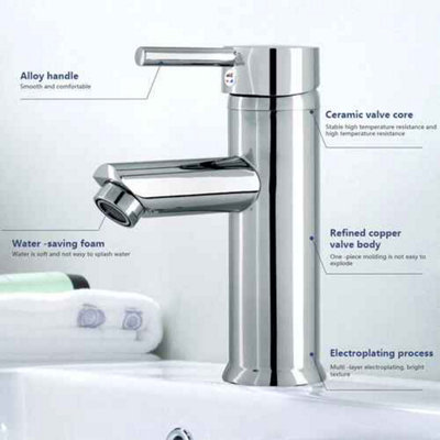 Cloakroom Mono Basin Mixer Tap with Waste, Chrome finished tap for Modern Bathroom