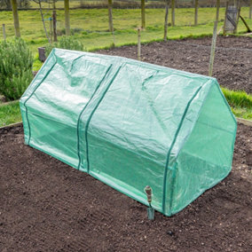 Cloche, Portable Mini Greenhouse, Outdoor Grow Polytunnel Plants & Vegetables Protection with Zipped Windows & Steel Frame