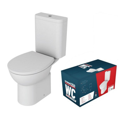 Close Coupled Toilet, Rimless WC & Soft Close Seat