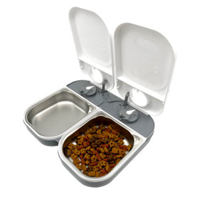 Closer Pets Two-Meal Automatic Pet Feeder with Stainless Steel Bowl Inserts (C200)