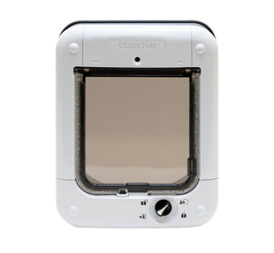 Closer Pets White Microchip Cat Flap CP 360W DIY at B Q