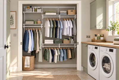 ClosetMaid ShelfTrack 1.8m/6ft Adjustable Wardrobe Organiser Kit, White ...