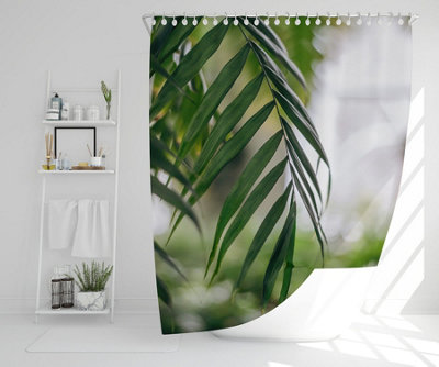 Closeup of green palm leaf (Shower Curtain) / Default Title