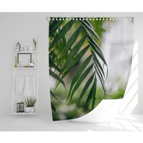 Closeup of green palm leaf (Shower Curtain) / Default Title