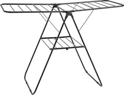 Clothes Airer Drying Rack Foldable with Height Adjustable Wings Laundry Dryer - Black