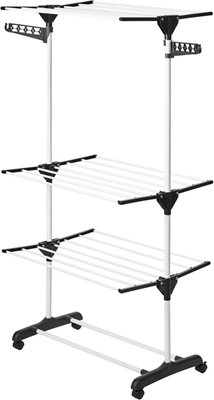 Clothes Drying Rack 3-Tier Folding Clothes Airer Indoor-Outdoor Dryer ...