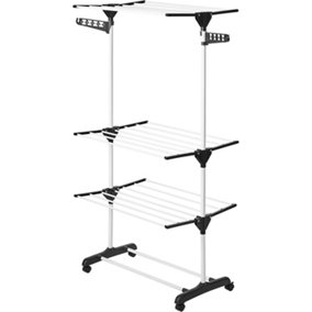 Clothes Drying Rack 3-Tier Folding Clothes Airer Indoor-Outdoor Dryer Hanger Rack
