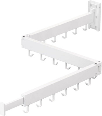 Clothes rack, extendable, foldable tri fold, white frame for garments