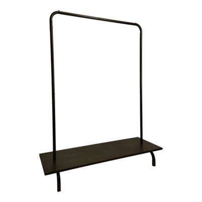 Clothes Rack Free Standing Black Frame with Handmade Black Shelf
