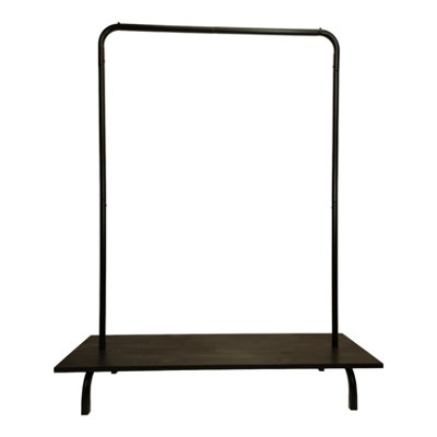 Clothes Rack Free Standing Black Frame with Handmade Black Shelf