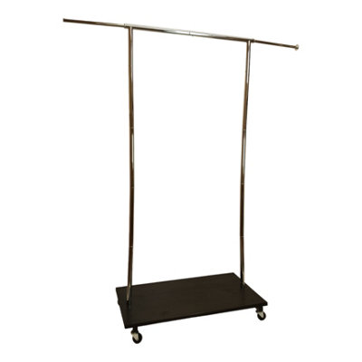 Clothes Rack Free Standing Chrome Extendable Frame with Handmade Black Shelf