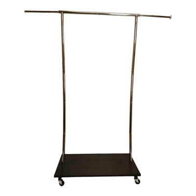 Clothes Rack Free Standing Chrome Extendable Frame with Handmade Black Shelf
